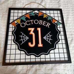 Halloween Decoration Wall Hanging October 31 Black White Spiderweb